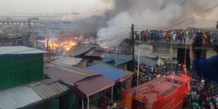 Fire destroys shops at Kantamanto market