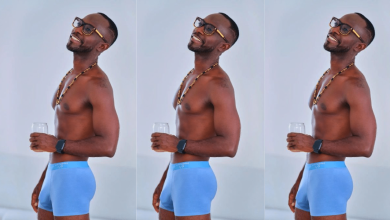 Reactions after seeing Okyeame Kwame's cucumber loaded in tight pants to mark 47th birthday