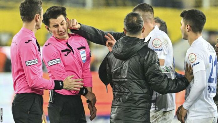 Turkish football league suspended after club president punches referee