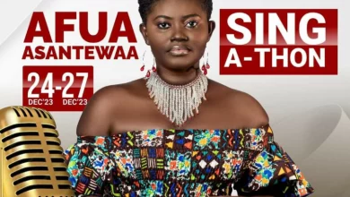 Afua Asantewaa pleads with ECG not to take away power during her sing-a-thon (Video)