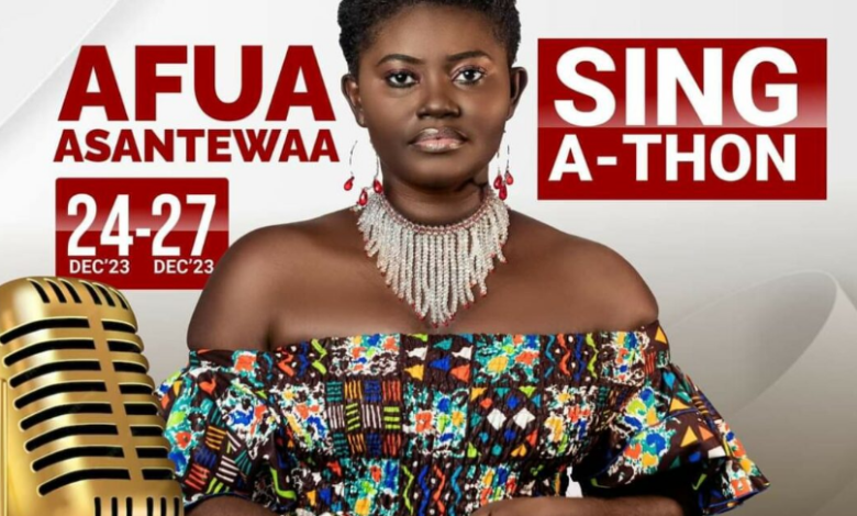 Afua Asantewaa pleads with ECG not to take away power during her sing-a-thon (Video)